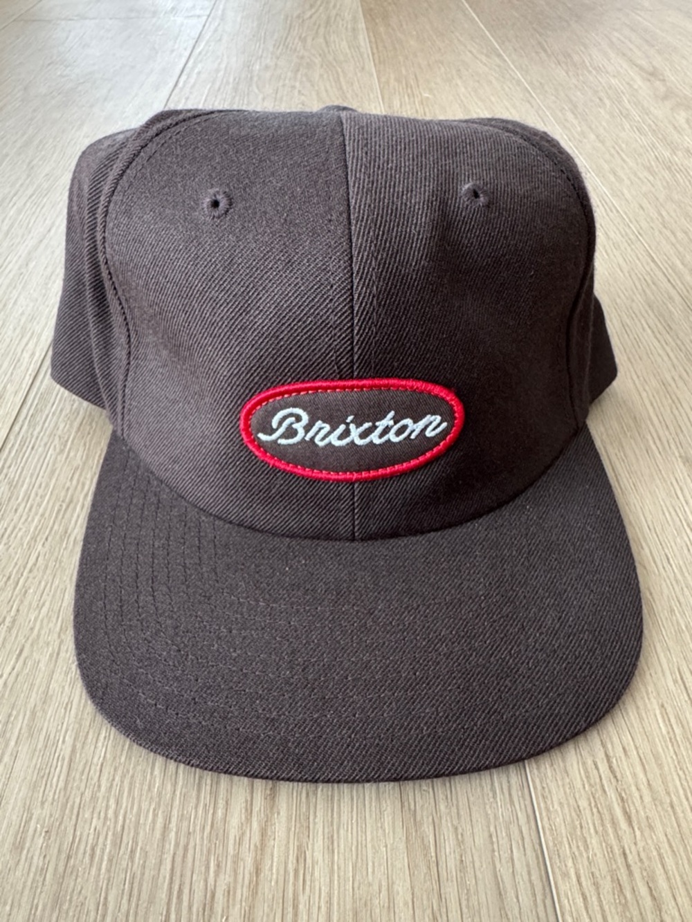 Brixton Dark Brown Snapback Hat with Red Logo